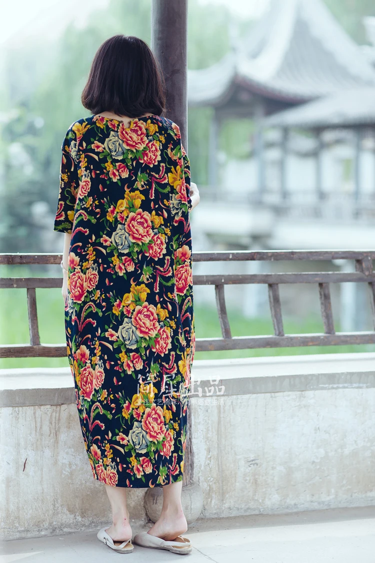 SCUWLINEN Vestidos, женское летнее платье больших размеров, свободное, повседневное, винтажное, с принтом, с коротким рукавом, длинные, вечерние, с цветочным рисунком, льняное платье S04