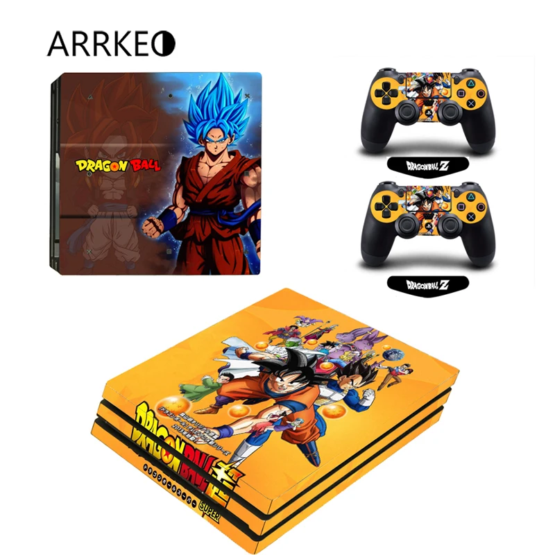 ARRKEO Dragon Ball Z Супер Братья Марио виниловая наклейка PS4 Pro кожи Стикеры для sony Игровые приставки 4 Pro Консоль 2 контроллеры Стикеры s