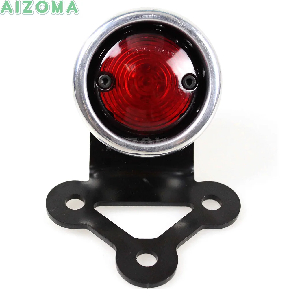 Silver Fanalino Fanale Cafe Racer Tail Light Upgrade LED License Running For Chopper Honda Yamaha Harley Drilled Holes |