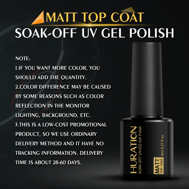 Huration Matte Top Coat гель лак для ногтей UV Soak Off поверхности прозрачный Цвет Lucky Лаки