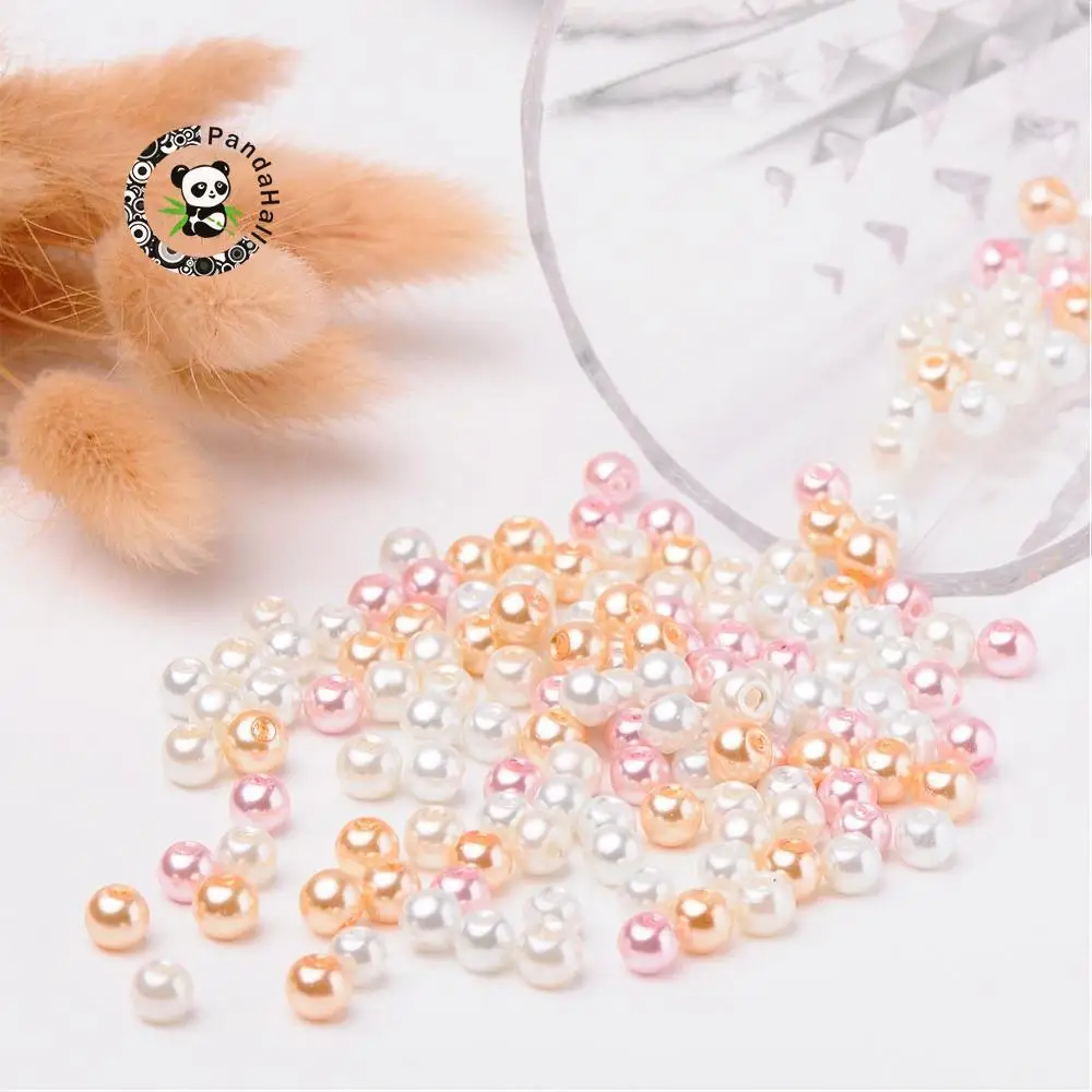 Pandahall 200 шт жемчужные бусины из перламутрового стекла для изготовления ювелирных изделий, браслетов и ожерелий смешанных цветов 6 мм отверстие: 1 мм