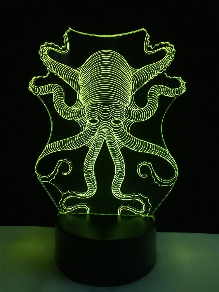 Новые животные Осьминог рыбы 3D лампа LED USB настроение ночник luminaria Infantil цвет