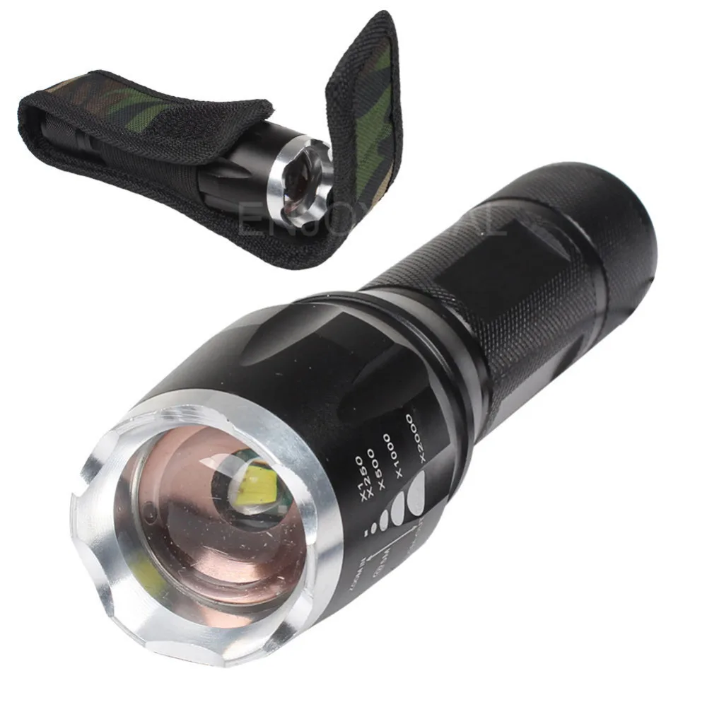 

Top 2018 New 1PC 2000 Lumen T6 LED Zoomable Focus Flashlight Torch Lamp 5 Mode With Army Green Pouch 3xAAA or 1x18650