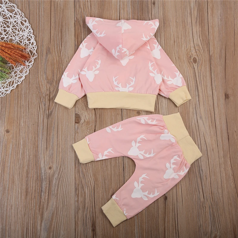 Pudcoco/теплая хлопковая Осенняя толстовка с длинными рукавами и принтом оленя для