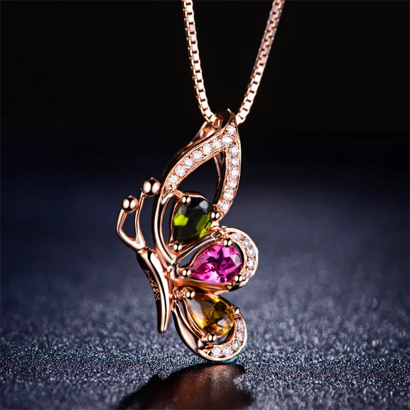 

Charm Girls Silver Plated Choker Necklace Female Accessories Top Quality Zircon Butter Pendant Necklace For Women Birthday Gift