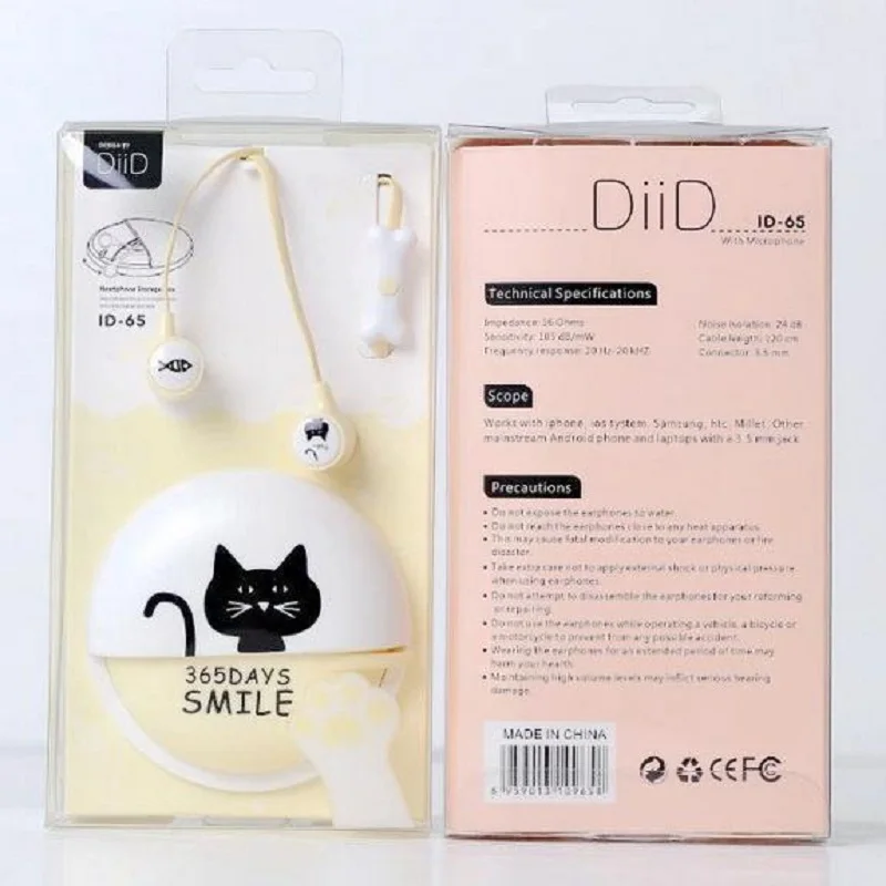 ID65 прекрасный кот наушники симпатичные в уши с микрофоном fone де ouvido для iphone samsung