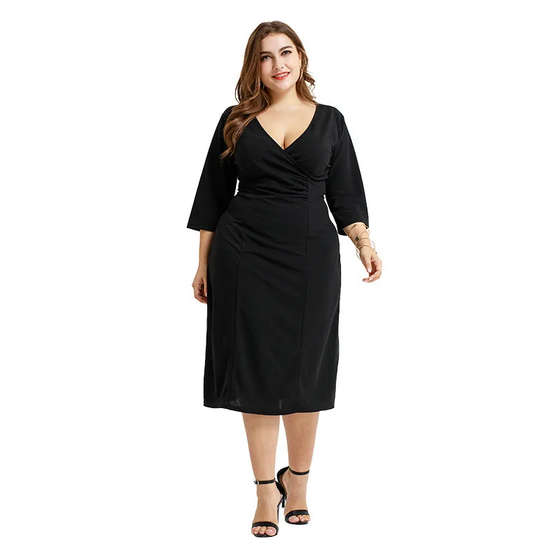 

New 2019 Summer Spring dress Medium and long section Party clothes Sexy V-Neck Club Dresses for Women Plus Size Dress prom