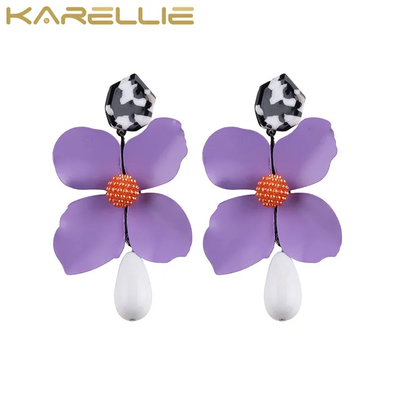 KARELLIE Новая мода цветок серьги Мода себе мотаться падение Для женщин оптовая