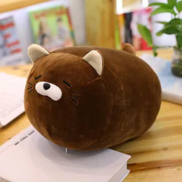 40cm brown Жирных кошка плюшевая подушка полностью Фаршированные Мягкие Животные подушка для подушек для серый/коричневый спящие коты компаньон для детей и взрослых 40/50 см - Цвет: 40cm brown