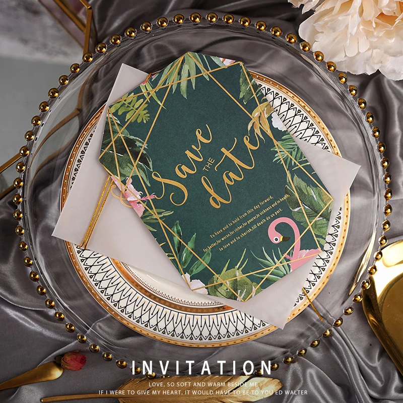 10 наборов Роскошные Индивидуальные печати золотые тиснения свадебные пригласительные карты с мраморной тематикой прозрачные конверты