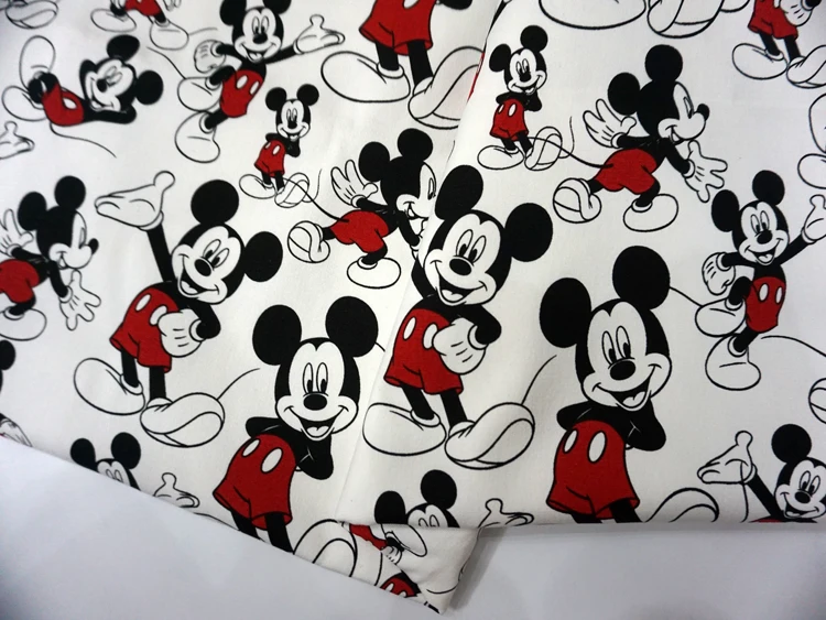 Милый Микки хлопок мультфильм ткань холст для пэчворка DIY обуви сумки занавески