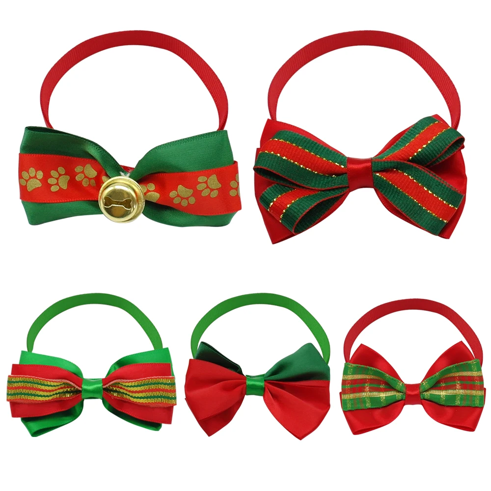 10 шт./лот Рождественский галстук бабочка для собаки светоотражающий Модный милый