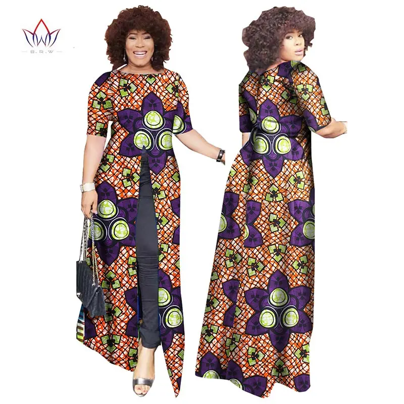 Африканский dashiki африканских платья повседневные Прямые сплит печати Африканский принт хлопок Одежда Сорочка африканского Femme brw WY852