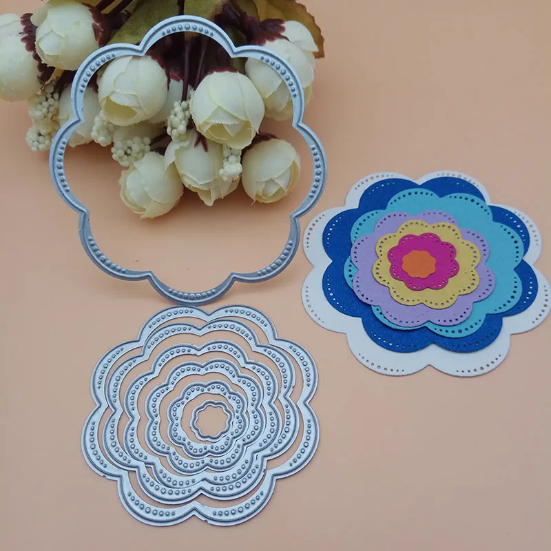 7 шт круглая рамка цветок металлические режущие штампы трафареты скрапбукинга