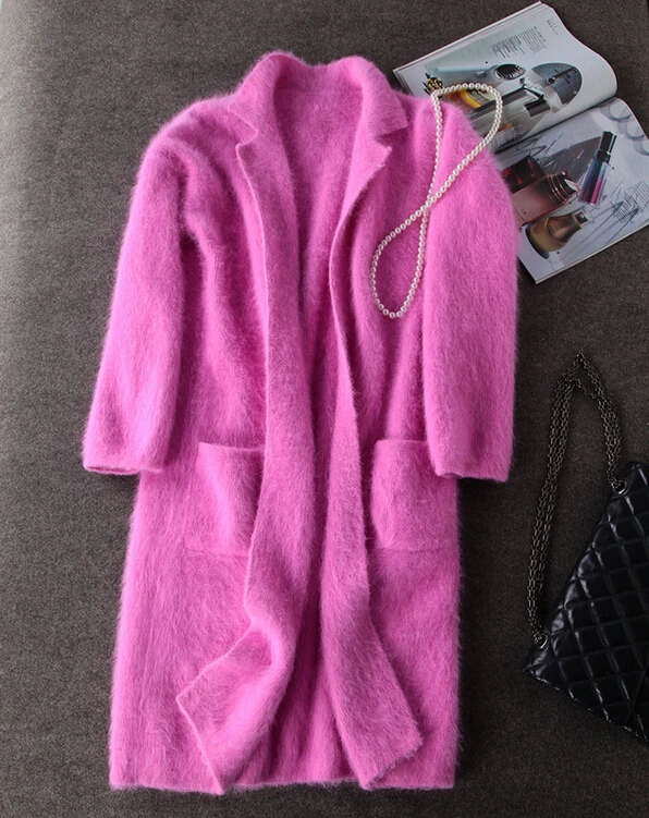 Роскошное длинное кашемировое пальто из норки женская модная длинная куртка