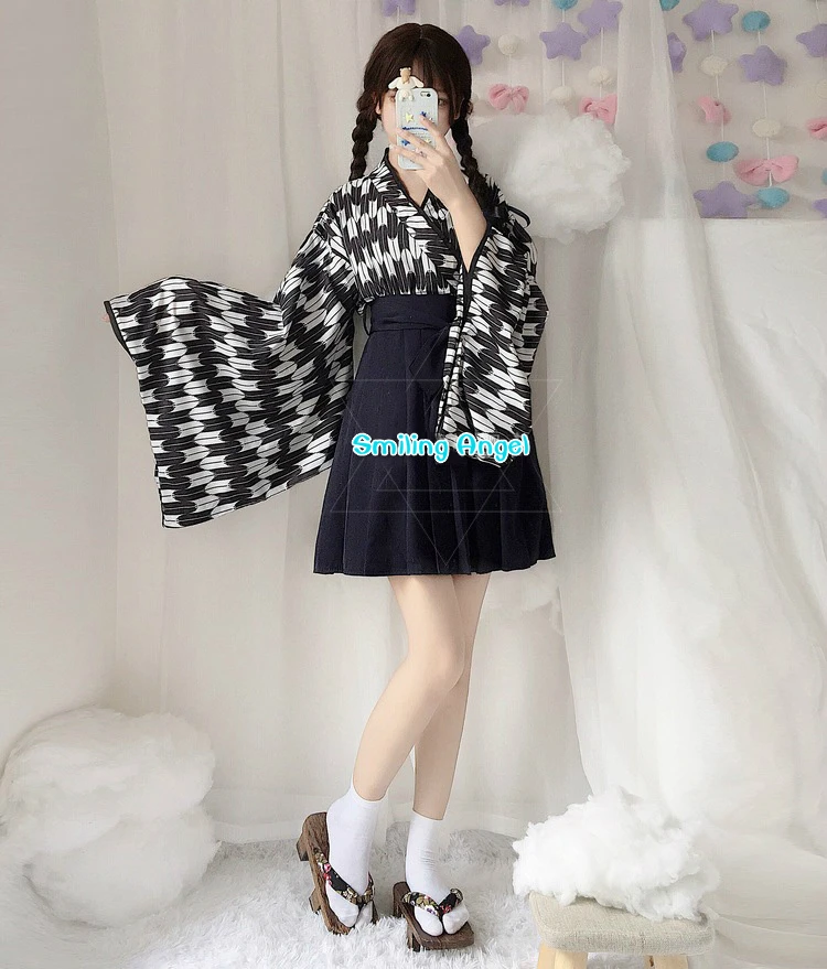 Черное японское кимоно юбка для девочек аниме косплей джиу джитсу игра костюм