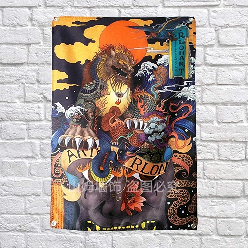  Э RLONART татуировки плакат баннеры общежития для спальни классной комнаты