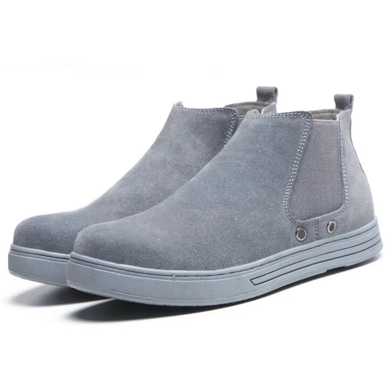 Мужские модные рабочие ботинки со стальным носком большие размеры ботильоны из