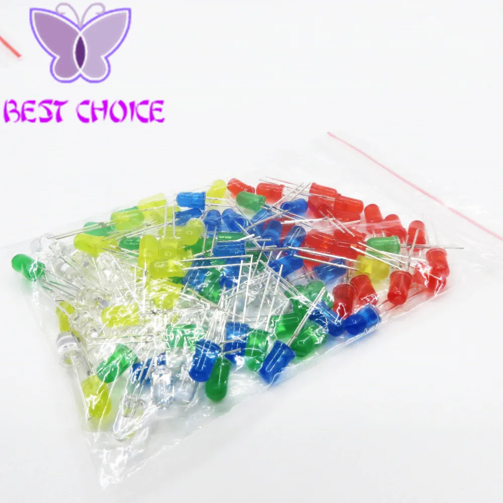 100 шт. 5 мм Светодиодные диодные лампы в ассортименте набор светодиосветодиодный