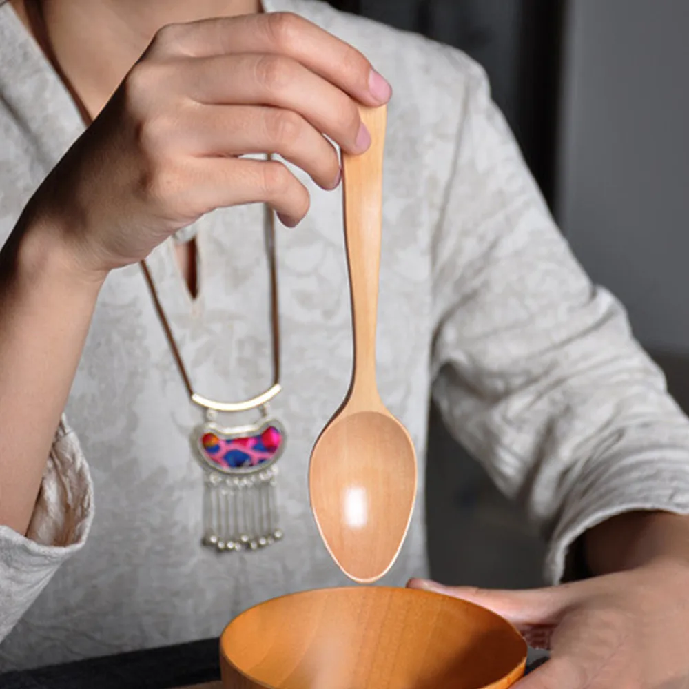 Примитивная деревянная ложка с длинной ручкой кухонные инструменты для