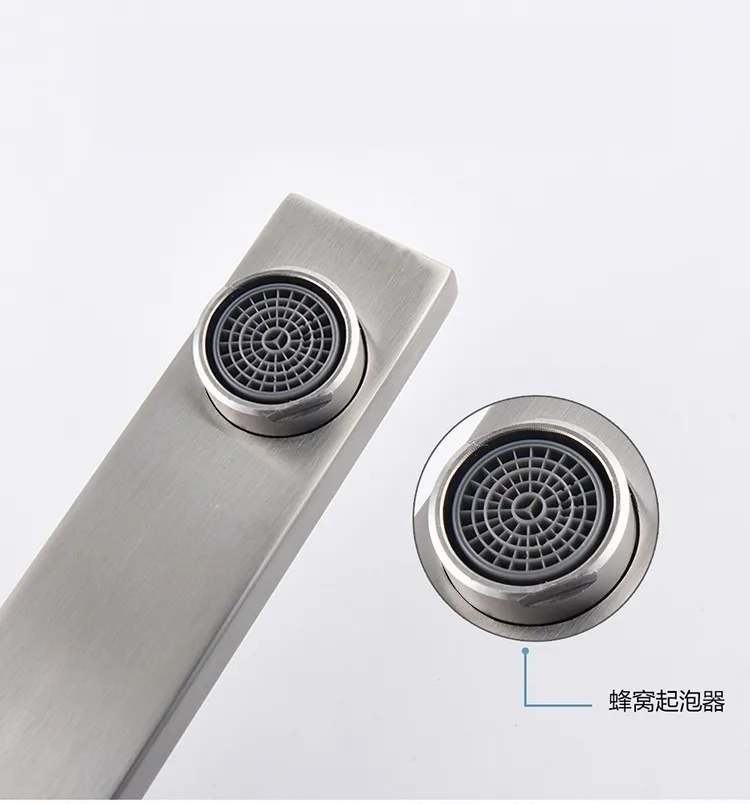 

Houmaid Kitchen Black Stainless Steel Flexible Faucets Sink Water Tap Rotatable Single Holder Single Hole Deck Mounted Faucet