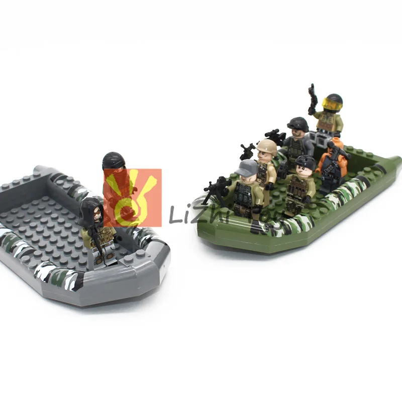 Детали MOC для кирпича 62812 лодка резиновый плот большое военное оборудование блок