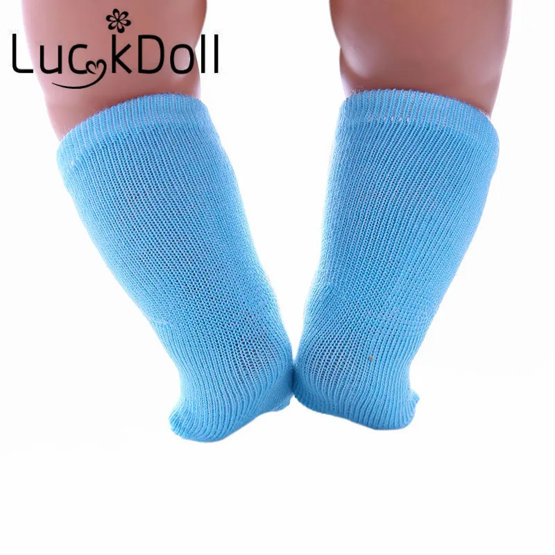 Однотонные носки трубы среднего размера LUCKDOLL белые подходят для куклы реборн 18