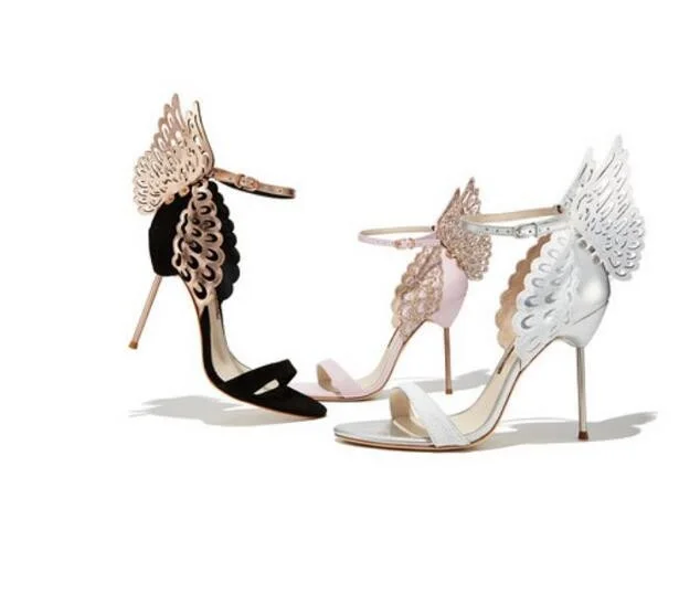 

Summer Women Shoes Elegant Buckle Strap Party Peep Toe Butterfly Metal Decoration Super Thin High Heels Women Sandals Free Ship