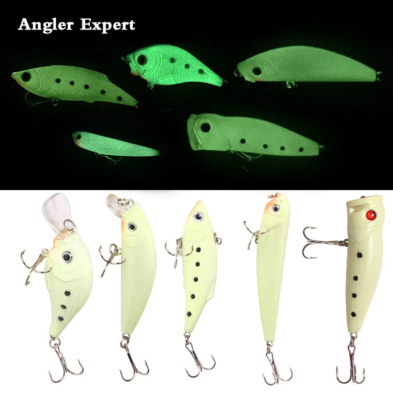 5 шт./лот светящаяся Ночная рыболовная жесткая наживка Crankbait Crank Bait Wobbler с