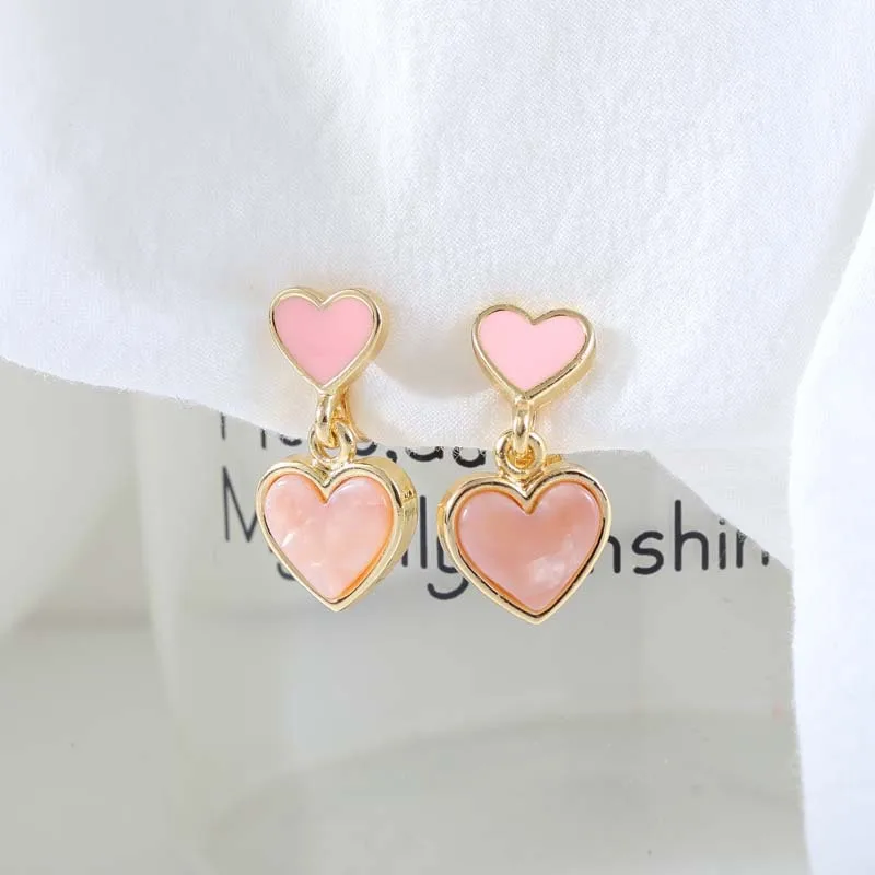 Pink heart clip on earrings without piercing for women no ear hole | Украшения и аксессуары