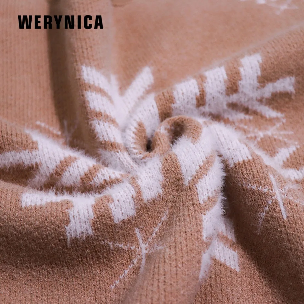 Женский свитер с круглым вырезом и длинным рукавом флисовый теплый принтом мода