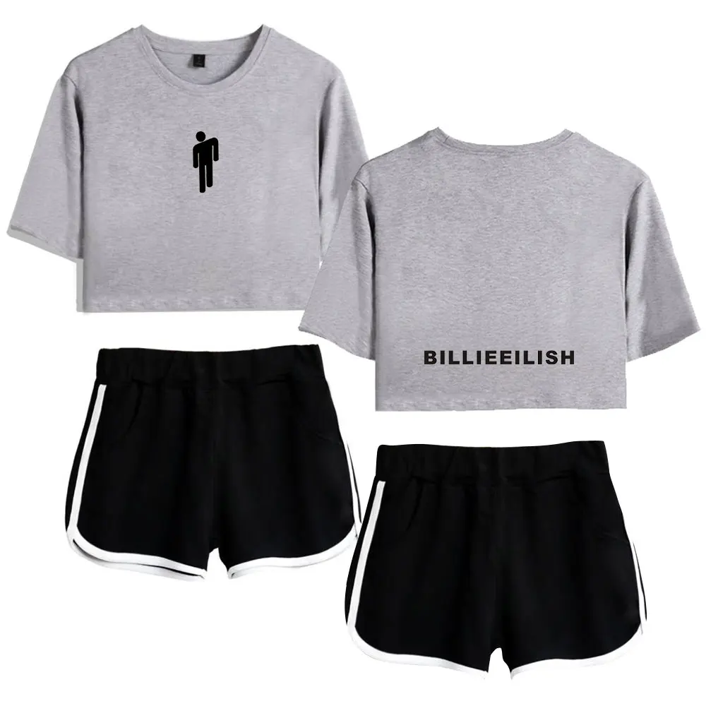 Billie eilishshirt укороченный топ брюки комплект из двух предметов Популярная Мода Kpop