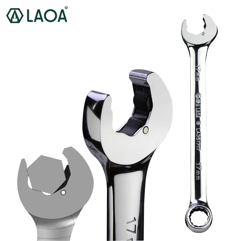 

LAOA Dual-use Open End Ratchet Wrench and Plum End CR-V Material Anti-slip Labor-saved Spanner for Repairing