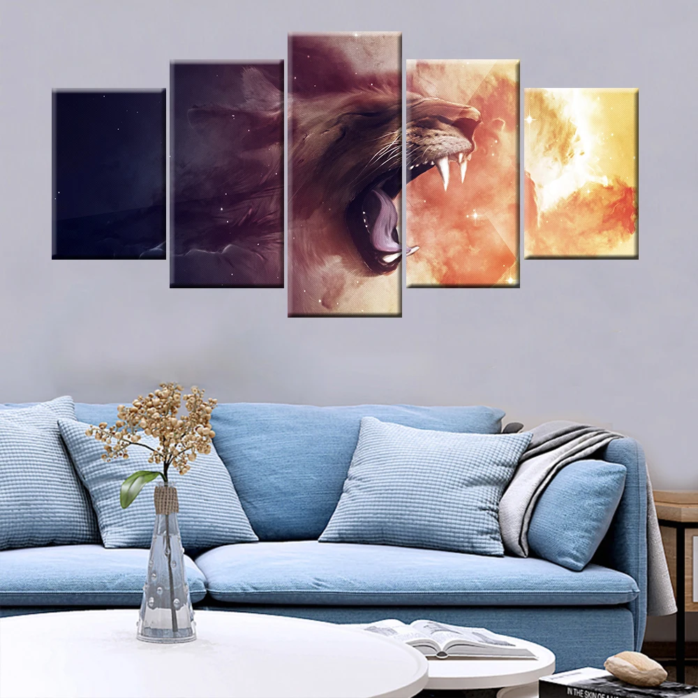 5 panel abstract flame cello music modular picture canvas artist residential decorative wall | Дом и сад