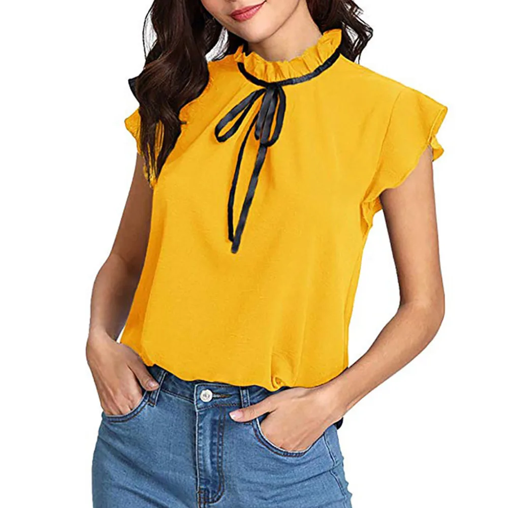 2019 цветная футболка Женская Повседневная Кепка рукав галстук бабочка женская