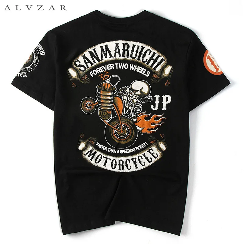 ALVZAR New Mens Male Cotton Casual Summer Streetwear print Skulls T Shirt Tshirts T-shirts Tops tees Clothes Coustume Apparel | Мужская