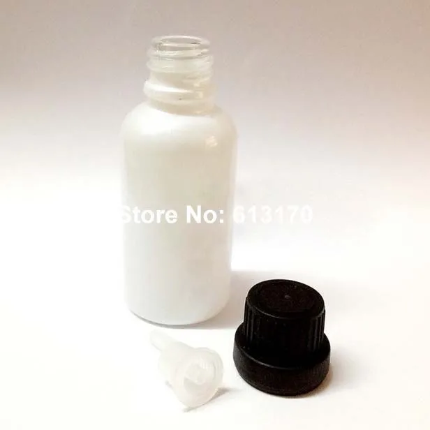 30 мл 1 унция белые стеклянные бутылки с черной большой крышкой крышки защитой от