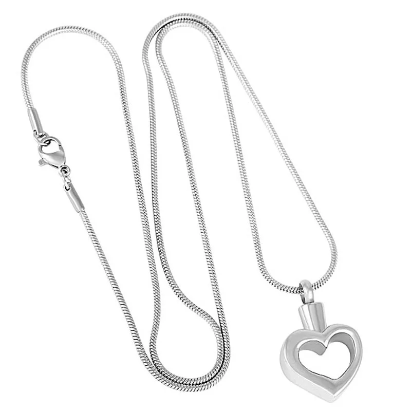 

Hollow Heart Urn Pendant Necklace For Ashes Stainless Steel Memorial Jewelry for Loved One