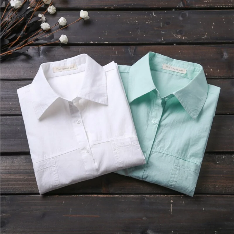 Блузка Dioufond Женская с длинным рукавом хлопковая рубашка для работы и школы