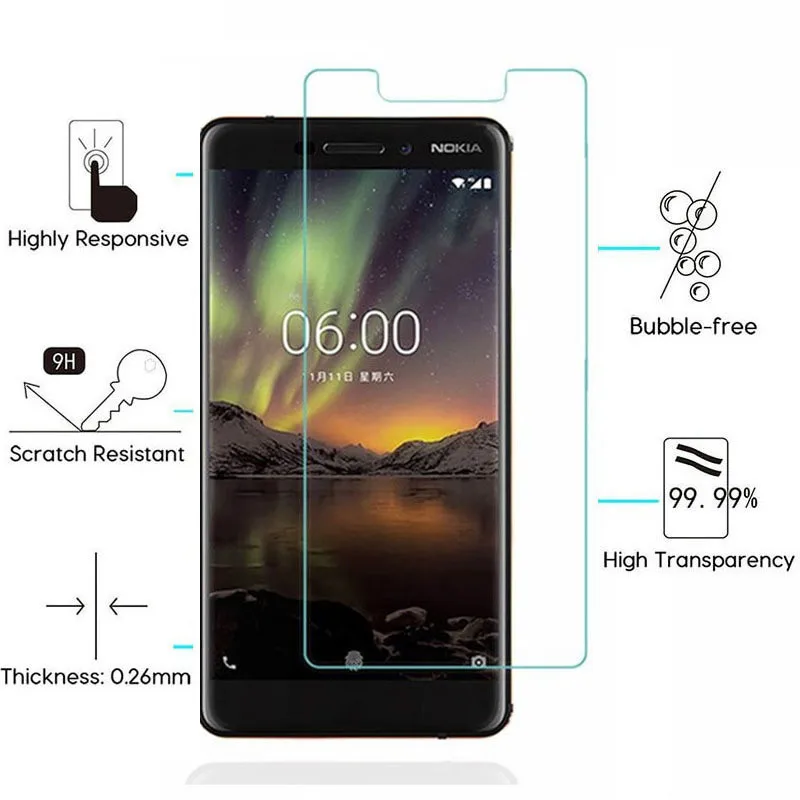 2 шт. для Nokia 6 2018 TA-1068 защита экрана закаленное стекло Nokia6 1 TA-1054 защитная пленка |