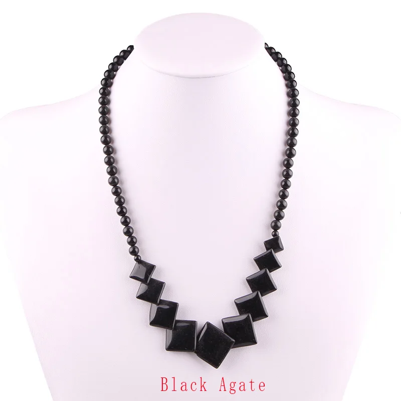 Ожерелье и подвески женские с квадратными бусинами из черного оникса - купить по