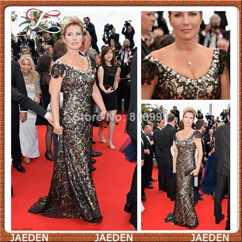PE223 Sexy Mermaid Woman Lace Formal Evening Dress 2014 Elegant Cap Sleeves Vestidos de festa The 67th Cannes Film Festival | Свадьбы и