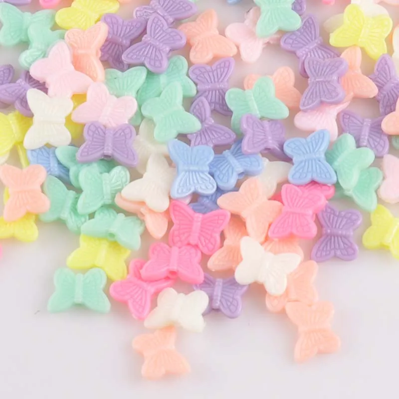

50pcs 11x14mm Mixed Candy Color Acrylic Butterfly spacer Beads Charms For Jewelry Making YKL0598x