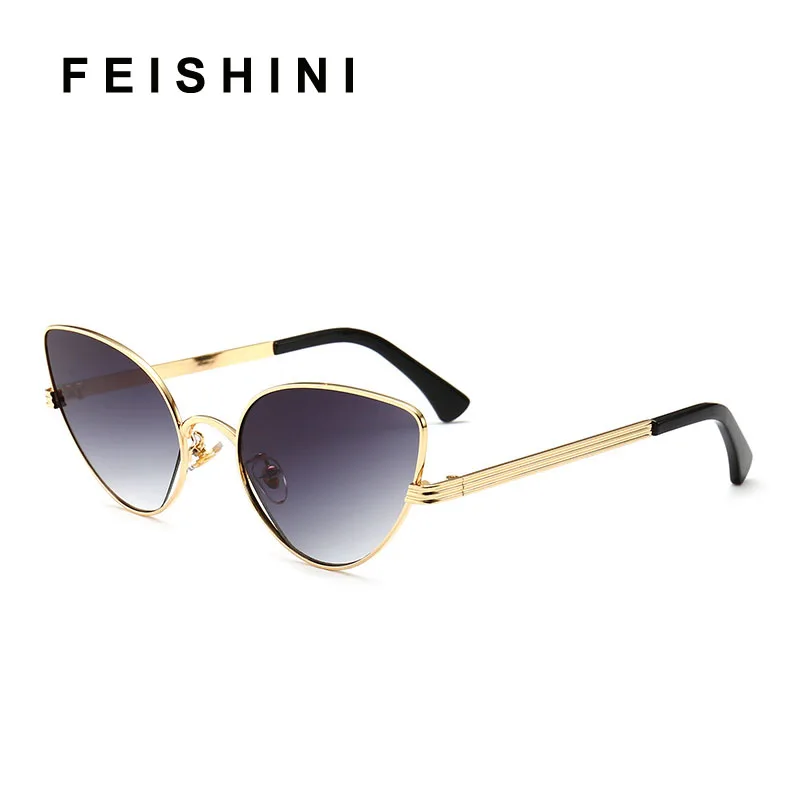 

Celebrity Cat Eye Sunglasses Ladies Gradient Grey Lens Fashion Light Weight Mirror Sunglass For Women Vintage Metal Eyewear