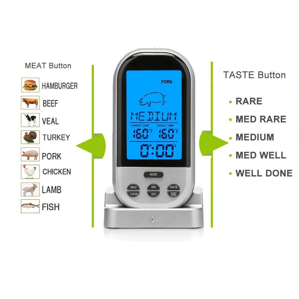 Термометр для барбекю цифровой термометр гриля беспроводной пищевой духовки с