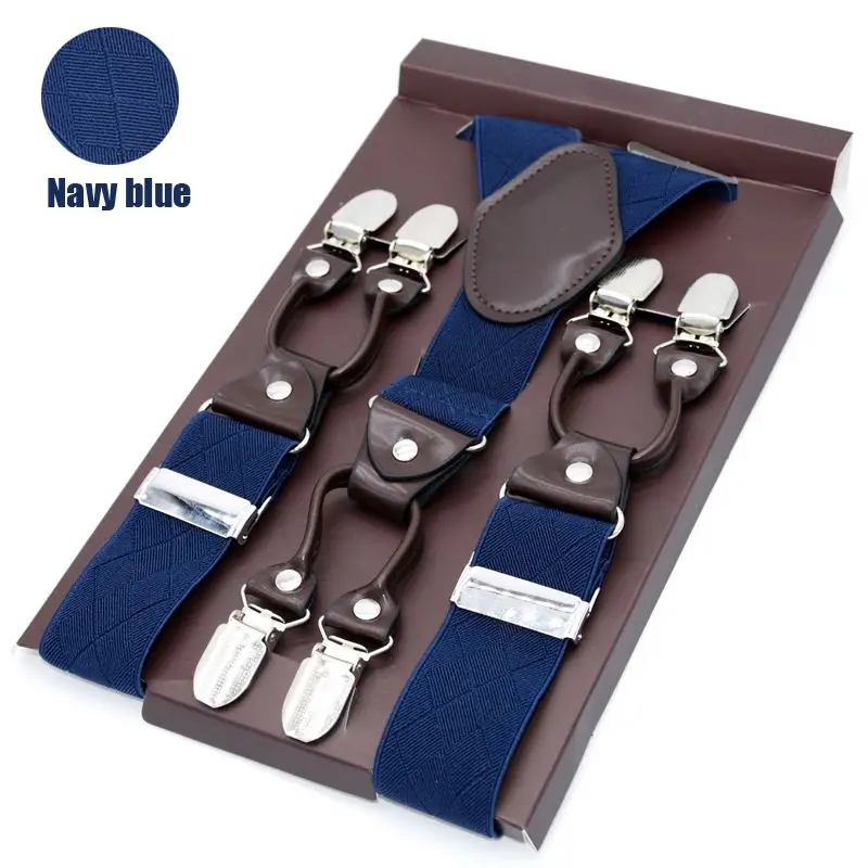 MBD8699NB Мужские подтяжки на подтяжках, Эластичные подтяжки, Модные 6 клипсов, брюки в западном стиле, мужские подтяжки, свадебные аксессуары, sangle MBD8608 - Цвет: MBD8699NB