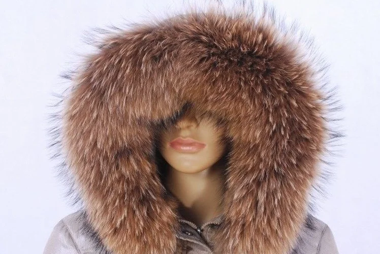 Шапка из меха енота пуховое пальто шарф глушитель ширина 18 см|raccoon fur|collar of furfur raccoon |