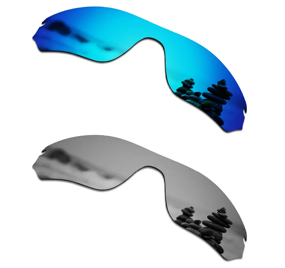 SmartVLT 2 Pieces Polarized Sunglasses Replacement Lenses for Oakley Radar Edge Ice Blue and Silver Titanium