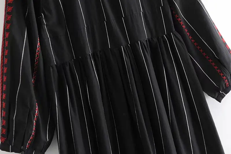 Za осеннее женское платье в стиле ретро vestito metalic liner вышитое хит продаж