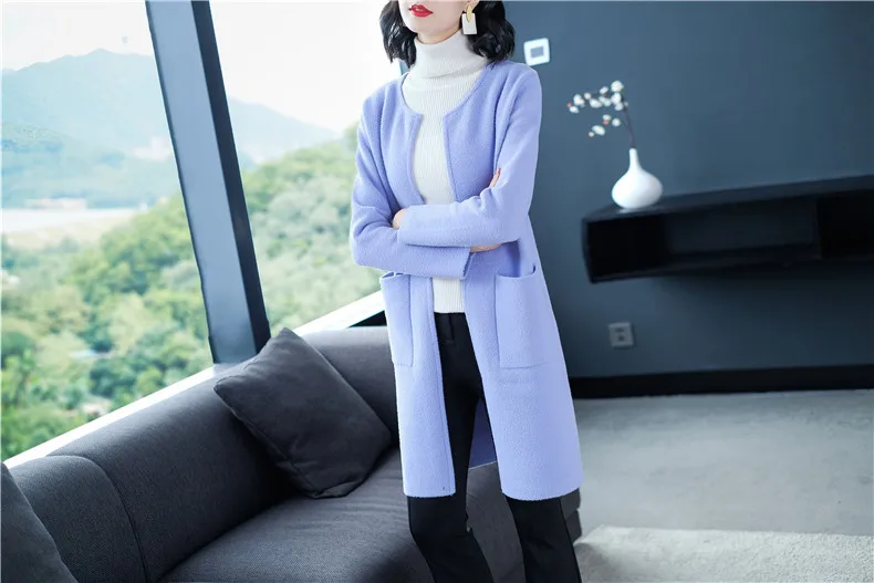 XJXKS abrigos mujer invierno новые модные простые женские шерстяные пальто шерстяное вязаное повседневное женское пальто-кардиган